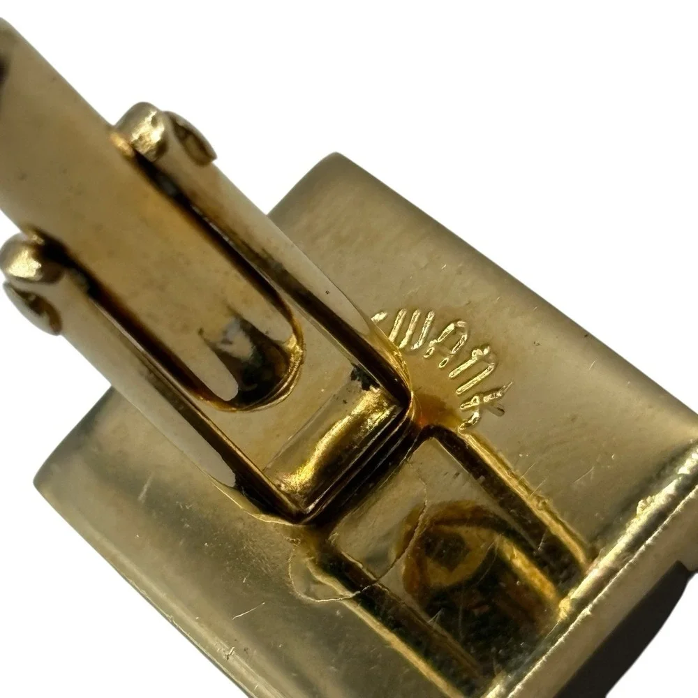 Vintage Swank Cufflinks Tie Bar Set Gold Tone‎ Metal Mother Of Pearl Rectangle
